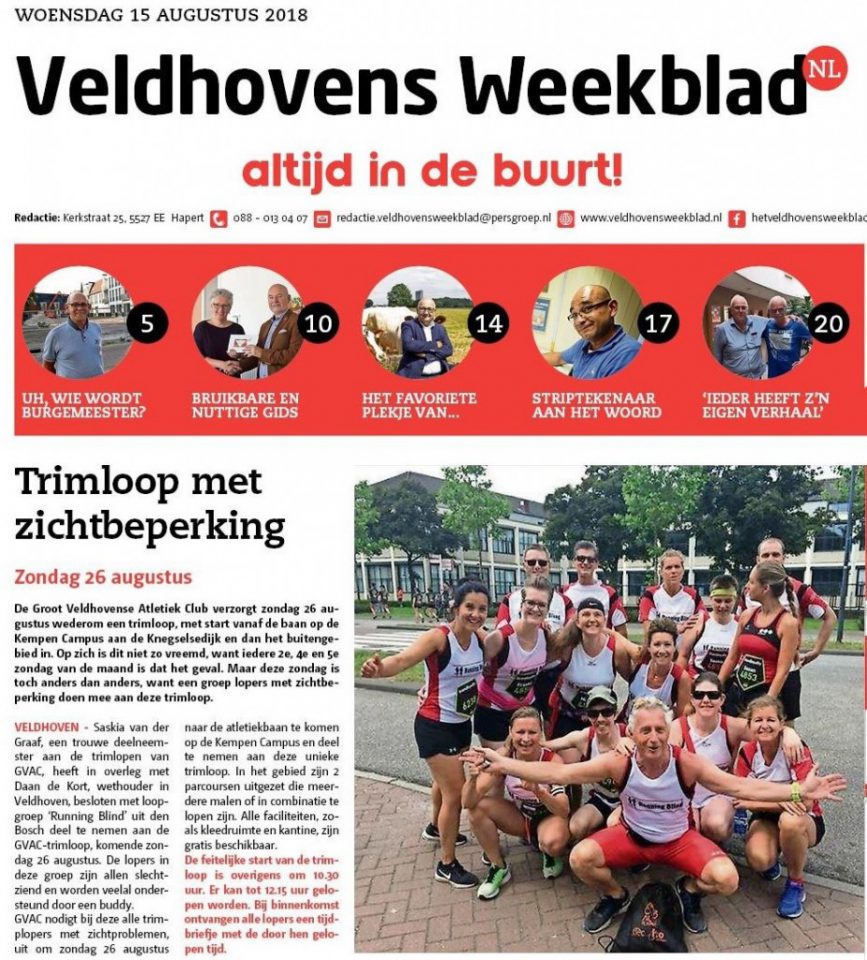 Trimloop met zichtbeperking in het Veldhovens Weekblad